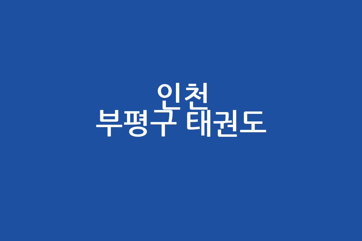 인천 부평구 태권도 추천 BEST 5 | 수강료 | 주차 | 후기 | 위치